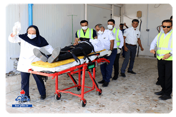 مانور پناه گیری  و امداد و نجات مصدومین در بهداشت و درمان صنعت نفت هرمزگان